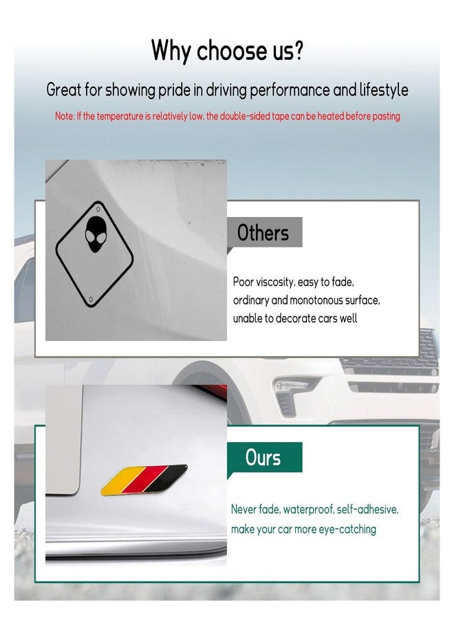 Dickno 2 PCS 3D Tricolor Flag Emblem, Aluminum Car Front Fender Badge Sign Emblem, Auto Stickers and Declaration Decals, Universal Exterior Decor Accessories for All Vehicles (Germany) - Image 5